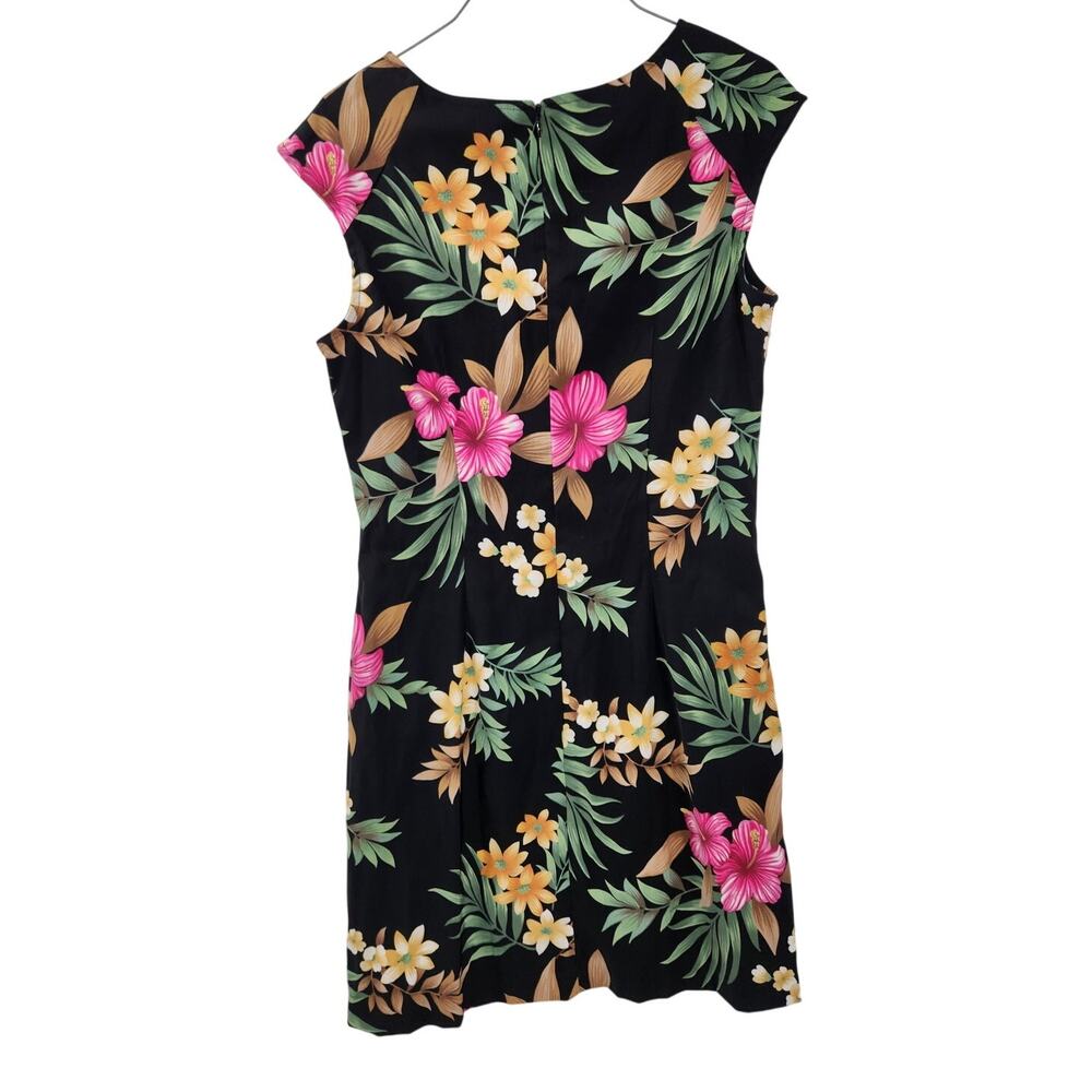 Kim Rogers Black Floral Cap Sleeve Dress Womens Size 10 - Picture 2 of 4